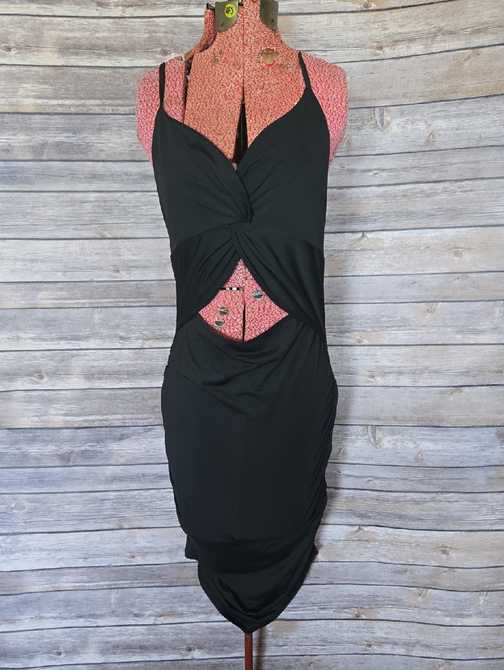 SHEIN Black Twist-Knot Cutout Mini Dress